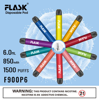 F900 P6 Aliran Udara Halus Vape Pen sekali pakai 1500puffs mesh coil
