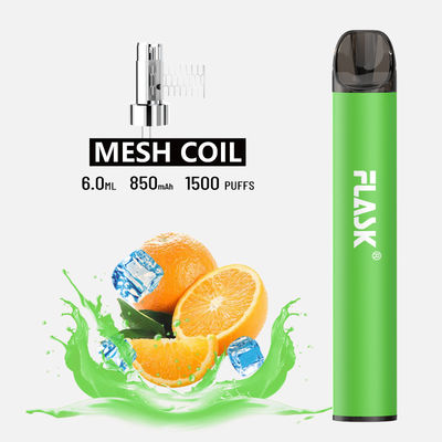 F900 P6 Aliran Udara Halus Vape Pen sekali pakai 1500puffs mesh coil