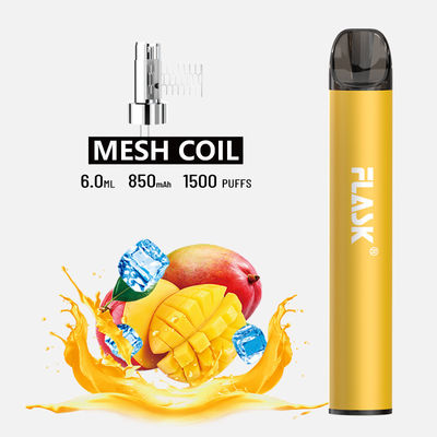 F900 P6 Aliran Udara Halus Vape Pen sekali pakai 1500puffs mesh coil