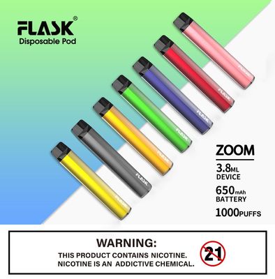 Baterai Ramping 1000puff Pena Vaporizer Pod Sekali Pakai Disetujui FDA