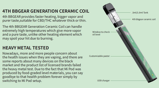 Vape Pod Sekali Pakai CBD/THC Oil Modis BBTANK Mi POD 350mAh Baterai Ceramic coil Pod Vape