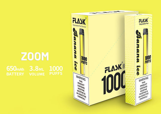 Perangkat pembuangan ZOOM Kinerja stabil Vapepen Jerman membuat corong PC 650mah 3.8ml 1000puff
