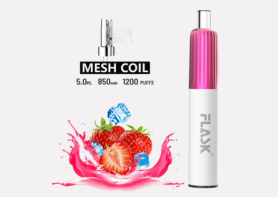1200 Puffs 5.0ml Perangkat Vaping Rokok Elektronik Sekali Pakai Nikotin Gratis