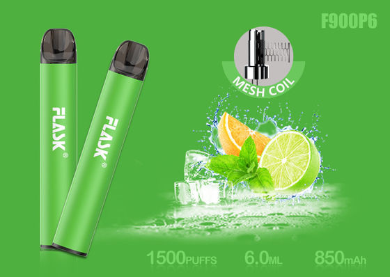Nicosalt 5% 1500puffs 6.0ml Kartrid Minyak Kaca Dengan Mesh Coil