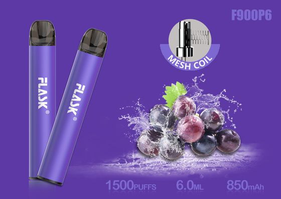 Nicosalt 5% 1500puffs 6.0ml Kartrid Minyak Kaca Dengan Mesh Coil