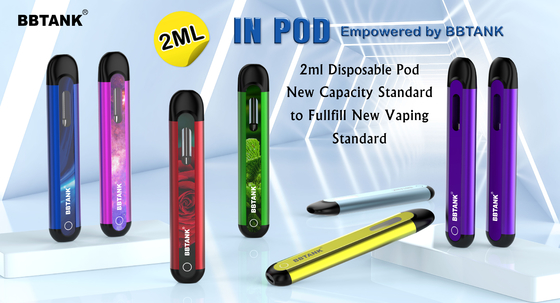 BBTANK IN POD THC Distillate Oil Disposable Vape Device 2ml Ceramic Coil Vape Pod dengan Proses Kontrol Kualitas 100%