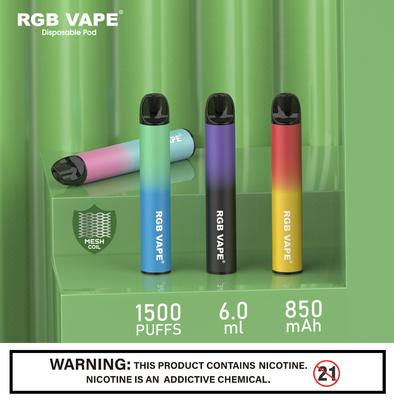 RGB Mesh Coil 6ml Perangkat Vape Pod Sekali Pakai 850mah Healthy E Cig