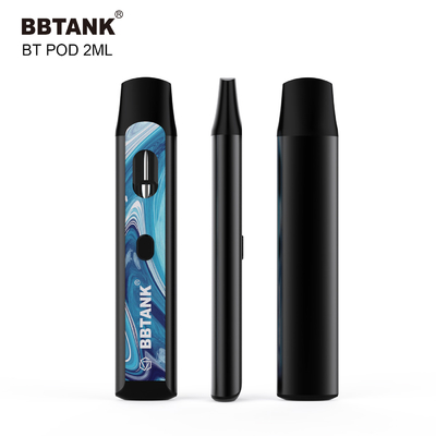 Perangkat Vape Sekali Pakai THC Kustom 2ml Tombol Fungsi Pemanasan Awal Kumparan Keramik Tanpa Penyumbatan