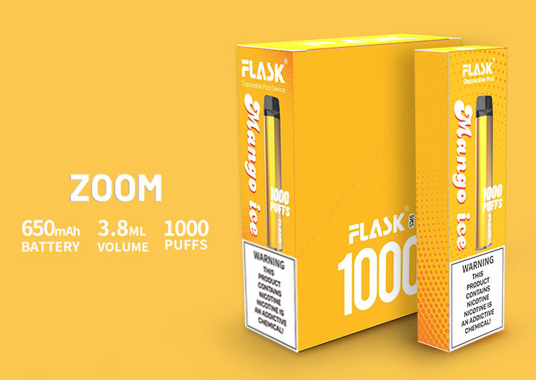 Perangkat pembuangan ZOOM Kinerja stabil Vapepen Jerman membuat corong PC 650mah 3.8ml 1000puff